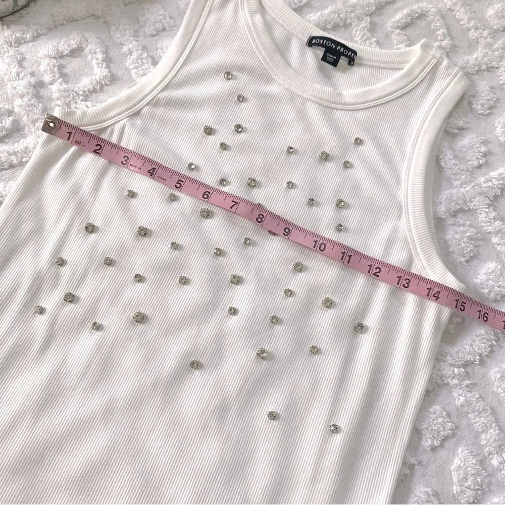 Boston Proper Rhinestone Embellished Rib Tank - Picture 8 of 10